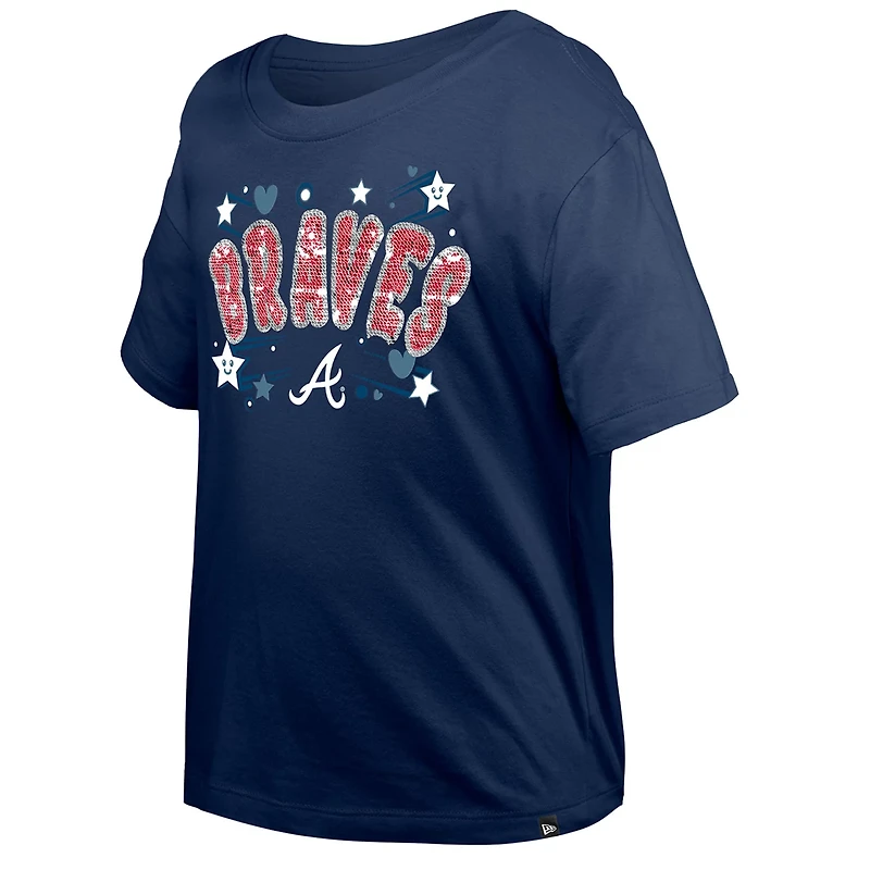 Girls Youth New Era Atlanta Braves Flip Sequin Team T-Shirt