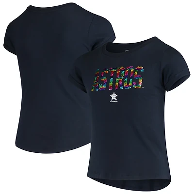 Girls Youth New Era Houston Astros Flip Sequin T-Shirt