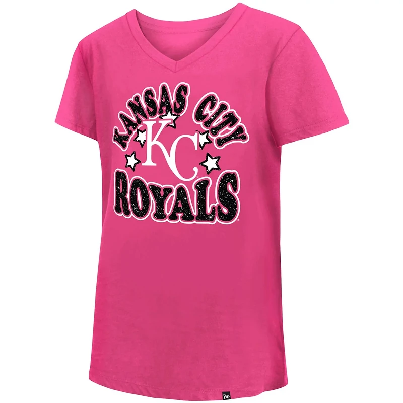 Girls Youth New Era Kansas City Royals Jersey Stars V-Neck T-Shirt