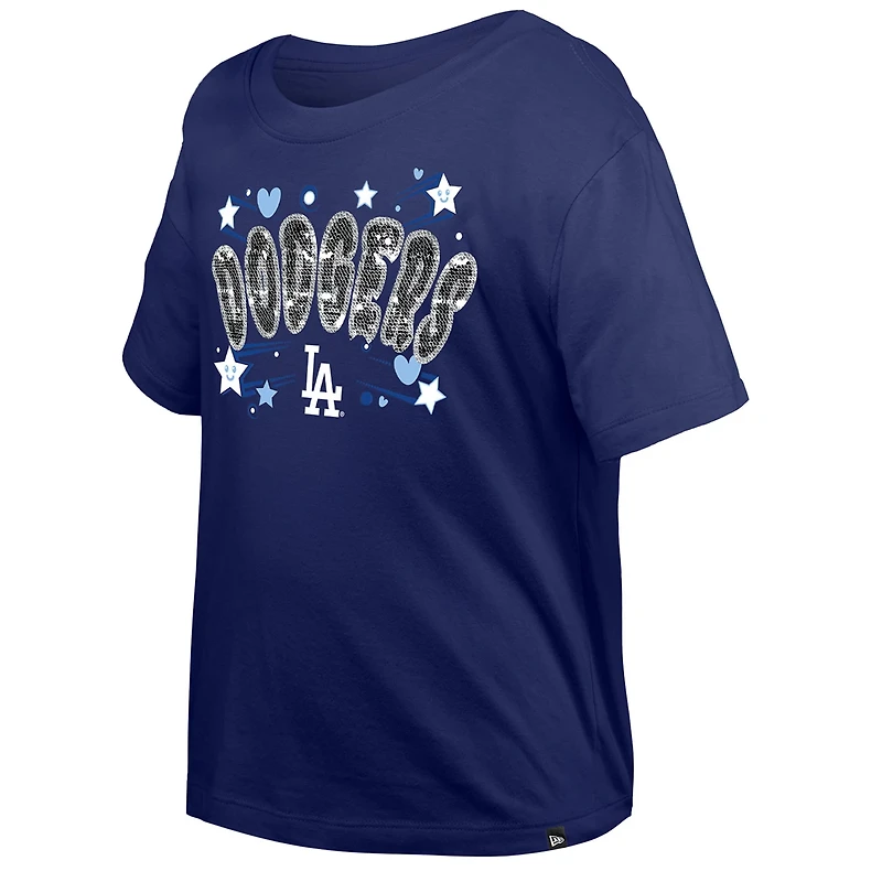 Girls Youth New Era Light Los Angeles Dodgers Flip Sequin Team T-Shirt