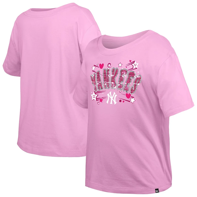 Girls Youth New Era Light York Yankees Flip Sequin Team T-Shirt