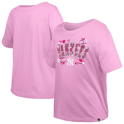 Girls Youth New Era Light York Yankees Flip Sequin Team T-Shirt