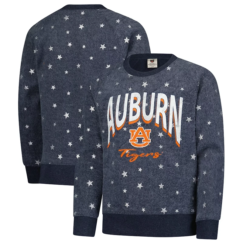 Girls Youth Wes Willy Auburn Tigers Shimmer Star Reverse Sweatshirt