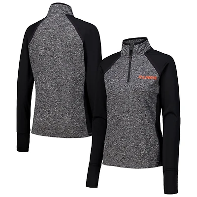 /Heather Gray Illinois Fighting Illini Finalist Raglan Quarter-Zip Jacket