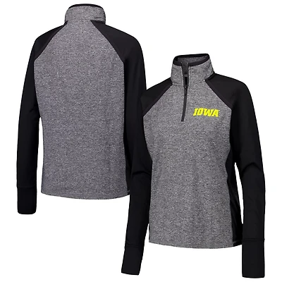 Heather Gray Iowa Hawkeyes Finalist Raglan Quarter-Zip Jacket