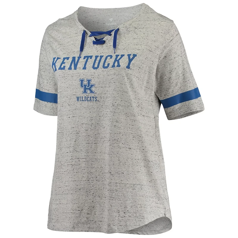 Heathered Gray Kentucky Wildcats Plus Lace-Up V-Neck T-Shirt