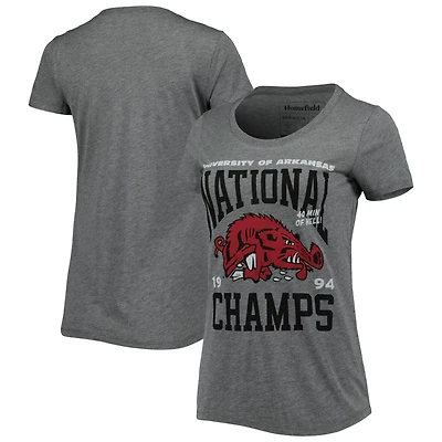 Homefield Heathered Gray Arkansas Razorbacks Vintage 1994 Basketball National Champs Tri-Blend T-Shirt