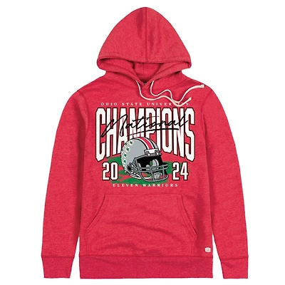 Homefield Ohio State Buckeyes College Football Playoff 2024 National Champions Tri-Blend Helmet Pullover Hoodie