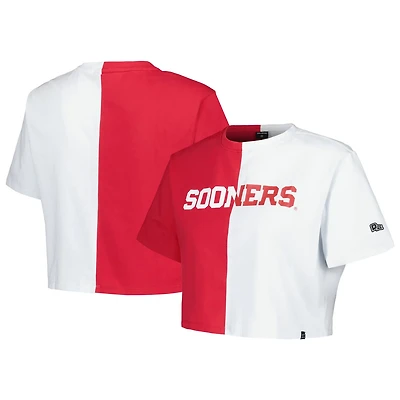 Hype and Vice Oklahoma Sooners Color Block Brandy Cropped T-Shirt