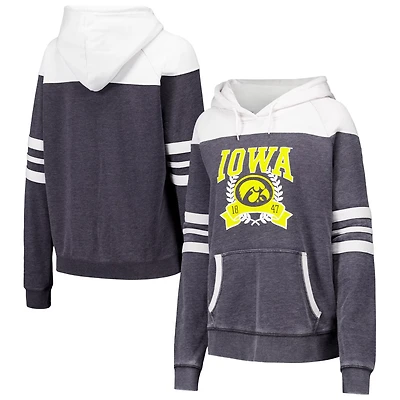 Iowa Hawkeyes Blitz Striped Blocked Raglan Pullover Hoodie