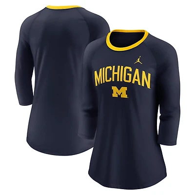 Jordan Brand Michigan Wolverines Tri-Blend Raglan 3 4 Sleeve Top
