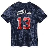 Juniors Ronald Acua Jr Atlanta Braves Name  Number Sequin V-Neck Top