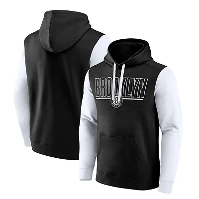 Logo Athletic Brooklyn Nets Outline Colorblock Pullover Hoodie