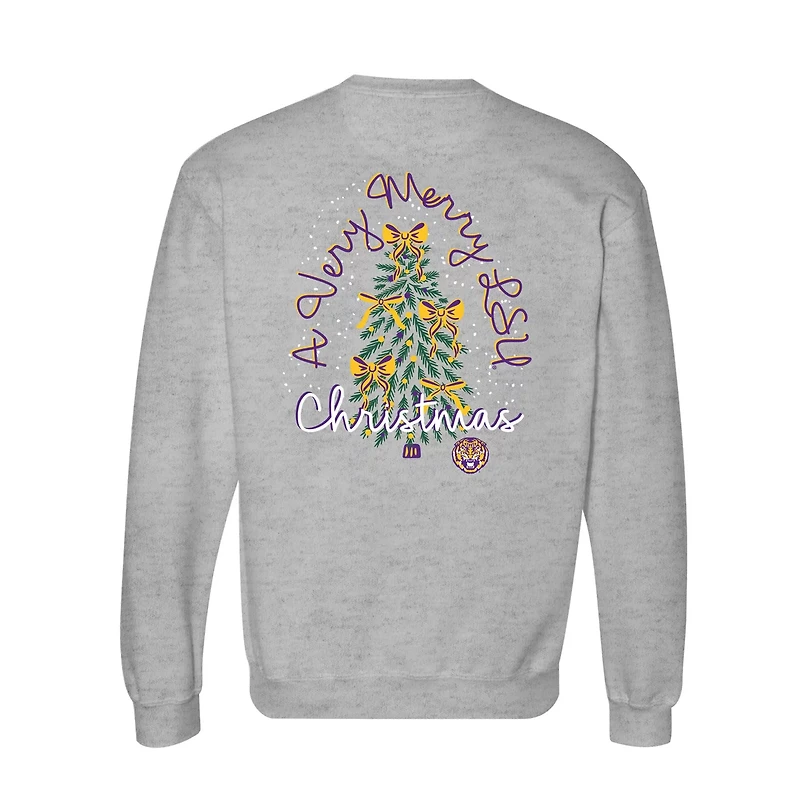 LSU Tigers Classic Merry Christmas Tree Crewneck Sweatshirt