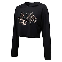 Majestic Threads Connor Bedard Chicago hawks Leopard Print Name  Number Cropped Pullover Hoodie