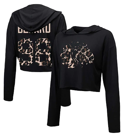 Majestic Threads Connor Bedard Chicago hawks Leopard Print Name  Number Cropped Pullover Hoodie