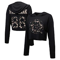Majestic Threads David Pastrnak Boston Bruins Leopard Print Name  Number Cropped Pullover Hoodie