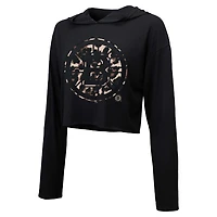 Majestic Threads David Pastrnak Boston Bruins Leopard Print Name  Number Cropped Pullover Hoodie