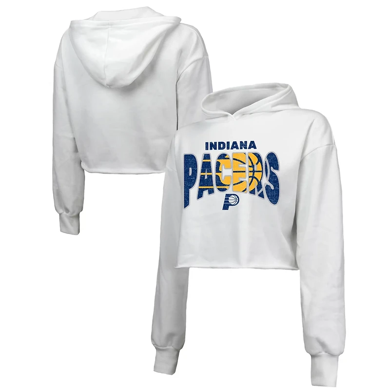 Majestic Threads Indiana Pacers Tri-Blend Cropped Pullover Hoodie