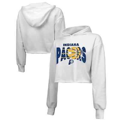Majestic Threads Indiana Pacers Tri-Blend Cropped Pullover Hoodie