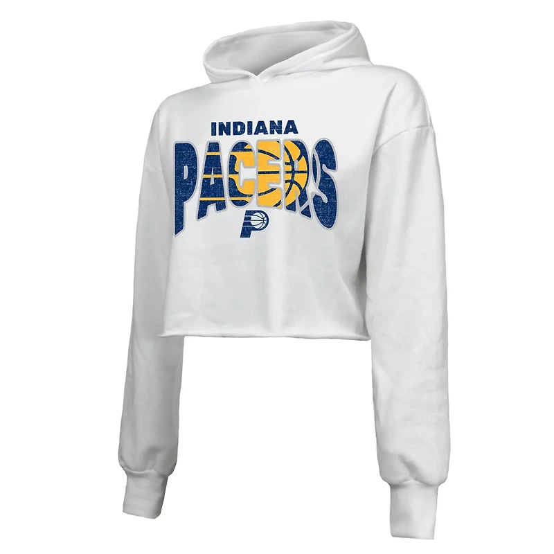 Majestic Threads Indiana Pacers Tri-Blend Cropped Pullover Hoodie