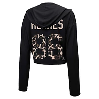 Majestic Threads Jack Hughes New Jersey Devils Leopard Print Name  Number Cropped Pullover Hoodie