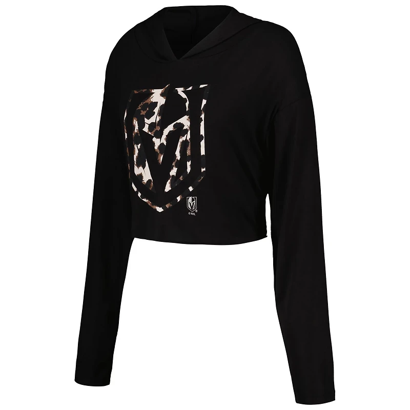 Majestic Threads Mark Stone Vegas Golden Knights Leopard Print Name Number Cropped Pullover Hoodie