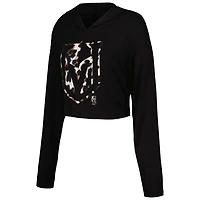 Majestic Threads Mark Stone Vegas Golden Knights Leopard Print Name  Number Cropped Pullover Hoodie