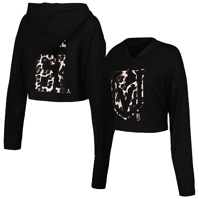 Majestic Threads Mark Stone Vegas Golden Knights Leopard Print Name Number Cropped Pullover Hoodie