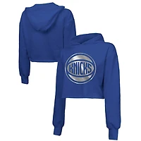 Majestic Threads New York Knicks Tri-Blend Cropped Pullover Hoodie