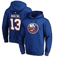 Mathew Barzal New York Islanders Authentic Stack Player Name  Number Fitted Pullover Hoodie