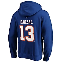 Mathew Barzal New York Islanders Authentic Stack Player Name  Number Fitted Pullover Hoodie