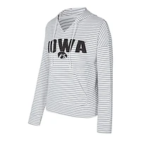 Men's Concepts Sport Gray Iowa Hawkeyes French Terry Striped V-Neck Pullover Hoodie