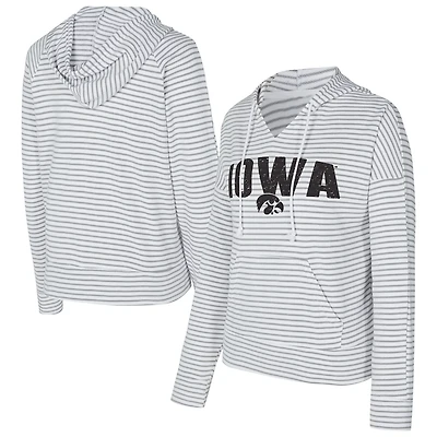 Men's Concepts Sport Gray Iowa Hawkeyes French Terry Striped V-Neck Pullover Hoodie