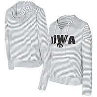 Men's Concepts Sport Gray Iowa Hawkeyes French Terry Striped V-Neck Pullover Hoodie