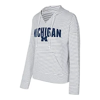 Men's Concepts Sport Gray Michigan Wolverines French Terry Striped V-Neck Pullover Hoodie