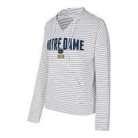 Men's Concepts Sport Gray Notre Dame Fighting Irish French Terry Striped V-Neck Pullover Hoodie