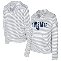 Men's Concepts Sport Gray Penn State Nittany Lions French Terry Striped V-Neck Pullover Hoodie