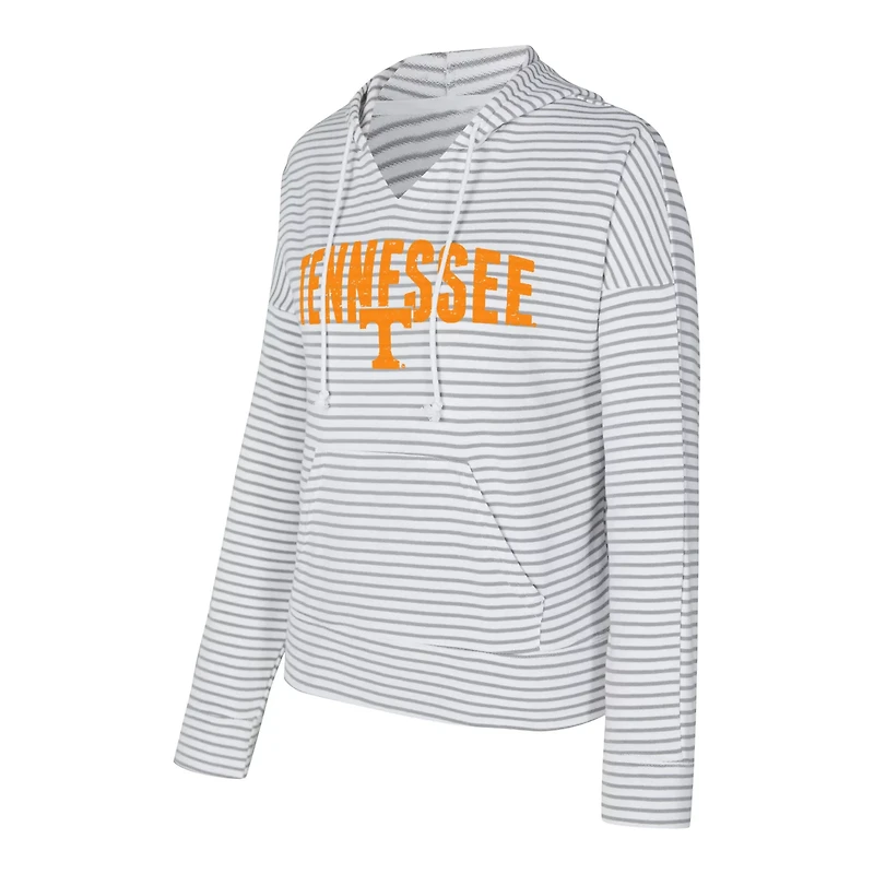 Men's Concepts Sport Gray Tennessee Volunteers French Terry Striped V-Neck Pullover Hoodie
