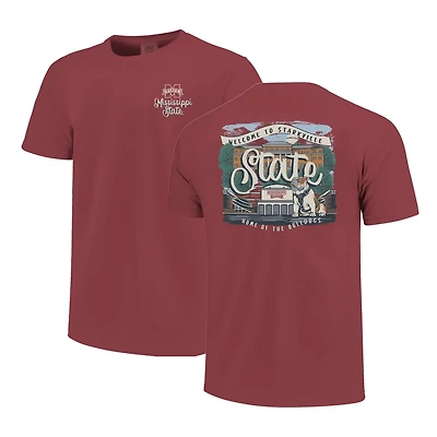 Mississippi State Bulldogs Comfort Colors Campus Scene Drawing Script T-Shirt