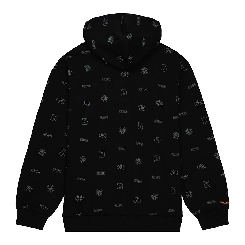 Mitchell  Ness Boston Bruins 100th Anniversary Allover Print Pullover Hoodie