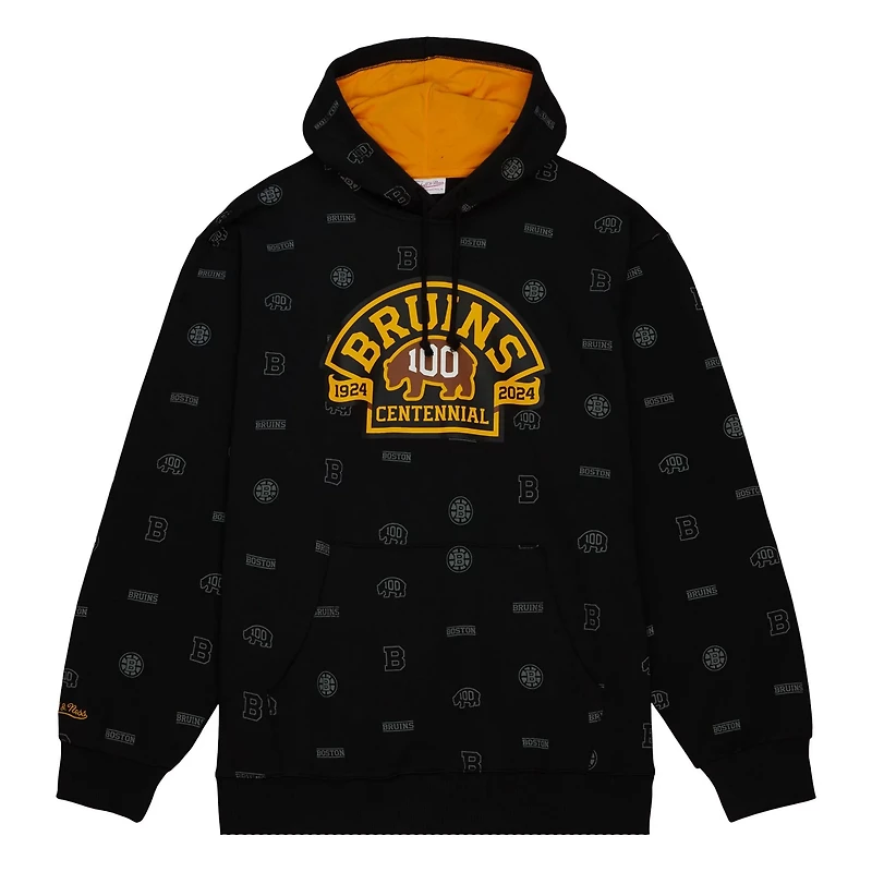 Mitchell  Ness Boston Bruins 100th Anniversary Allover Print Pullover Hoodie