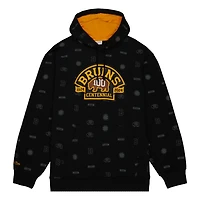 Mitchell  Ness Boston Bruins 100th Anniversary Allover Print Pullover Hoodie