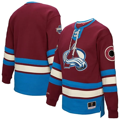 Mitchell  Ness Colorado Avalanche Heritage Lace-Up Pullover Sweatshirt