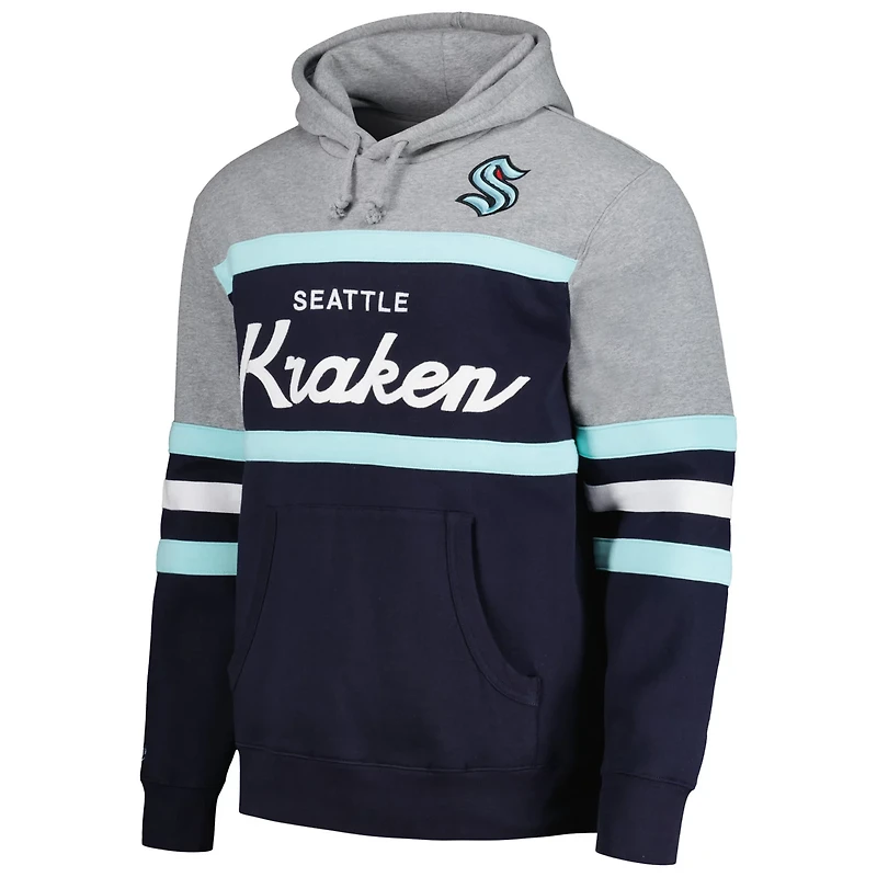 Mitchell  Ness Deep Sea Gray Seattle Kraken Head Coach Pullover Hoodie