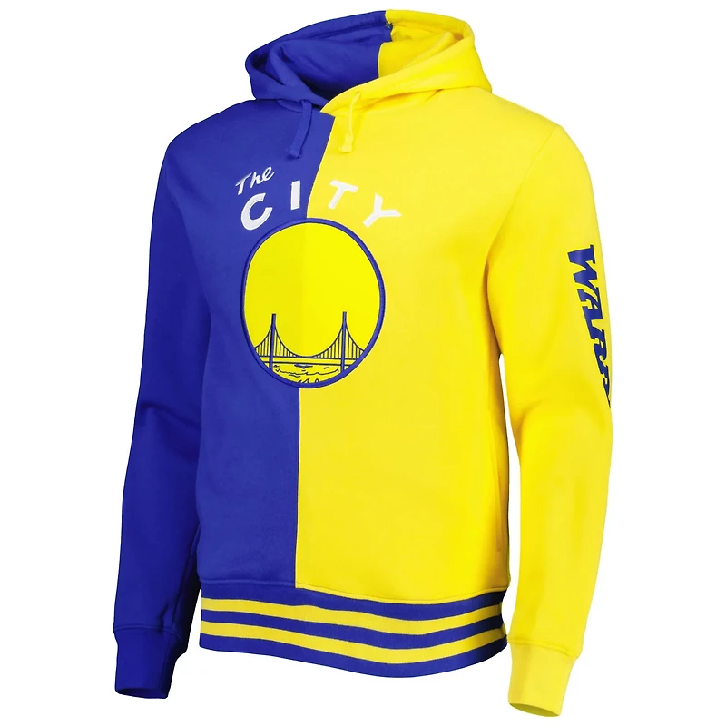Mitchell  Ness Gold Golden State Warriors Hardwood Classics Split Pullover Hoodie