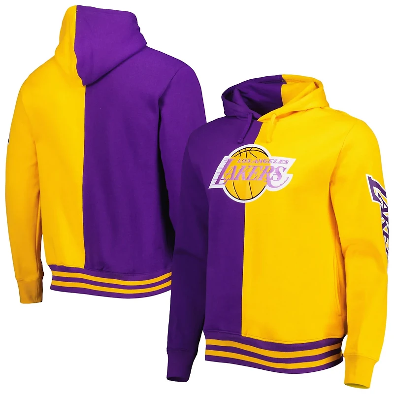 Mitchell  Ness /Gold Los Angeles Lakers Hardwood Classics Split Pullover Hoodie