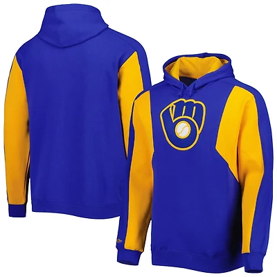 Mitchell  Ness /Gold Milwaukee Brewers Colorblocked Fleece Pullover Hoodie