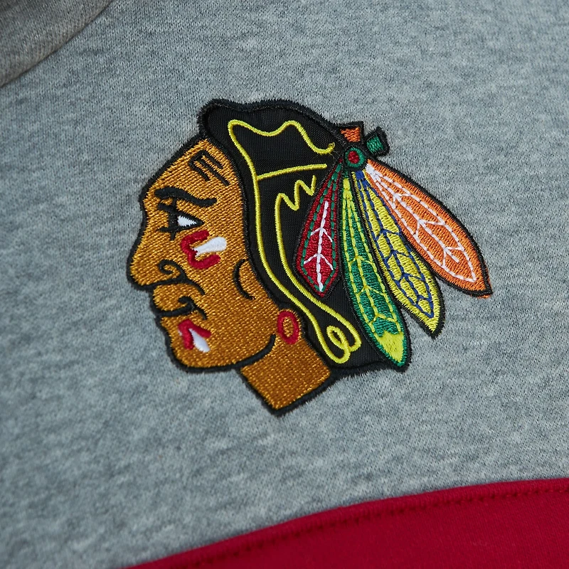 Mitchell  Ness Gray Chicago hawks Head Coach Pullover Hoodie