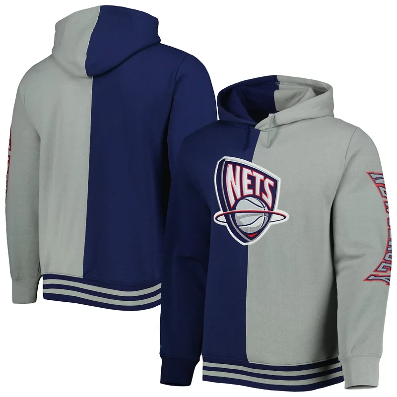 Mitchell  Ness Gray New Jersey Nets Hardwood Classics Split Pullover Hoodie